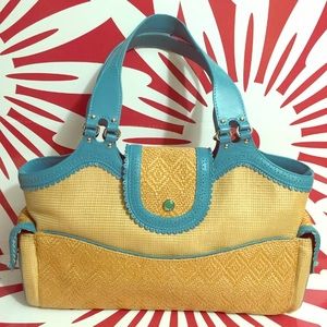 Cole Haan Handbag Megan Straw & Leather NWOT